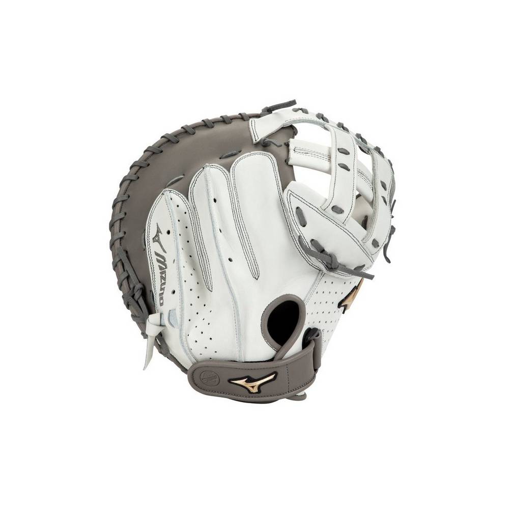 Mizuno Women's Prime Elite Fastpitch Softball Catcher’s Mitt 34" White/Grey (312939-YTW)